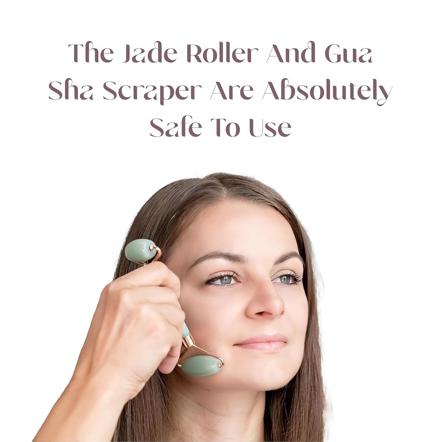 E-COSMOS Facial Massager Jade Roller & Gua Sha Tool Natural Himalayan Stone