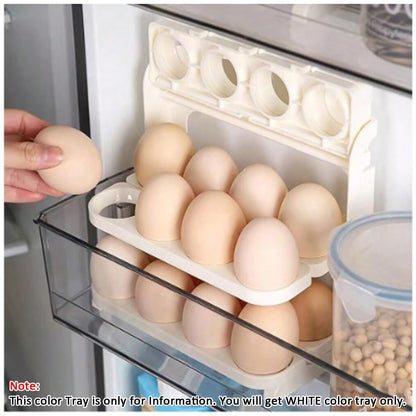 E-COSMOS Layer, 24 Grid Plastic Egg Tray For Fridge | Fresh-Keeping Cases Holder | Egg Storage Container | Egg Refrigerator Tray | Easy To Use | Foldable (Cream, Pack of 1)