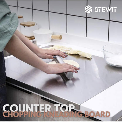Stewit® Large Stainless Steel Cutting Board for Kitchen,Chopping Board for Meat, Vegetables & Fruit, Extra Large Heavy Duty Countertop Surface, Easy to Clean & Durable