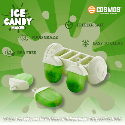 E-COSMOS Set of 6 Plastic 100% Food Grade Ice Lolly Mould - Multicolour