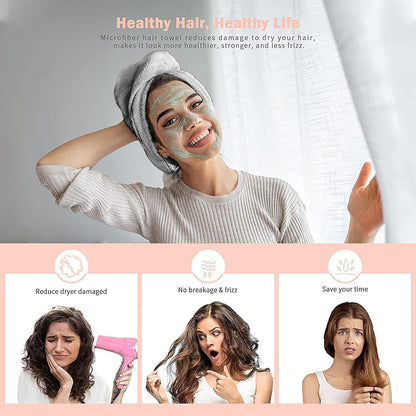 E-COSMOS Hair Towel Wrap Absorbent Towel Hair-Drying Bathrobe Magic Hair Warp Towel Super Quick-Drying Microfiber 500 GSM Bath Towel Hair Dry Cap Salon Towel (Multicolor)