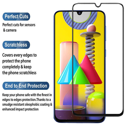 E-COSMOS 9D Full Glue Edge-to-Edge Coverage Screen Protector Tempered Glass for Samsung Galaxy M21 (Black Edition)