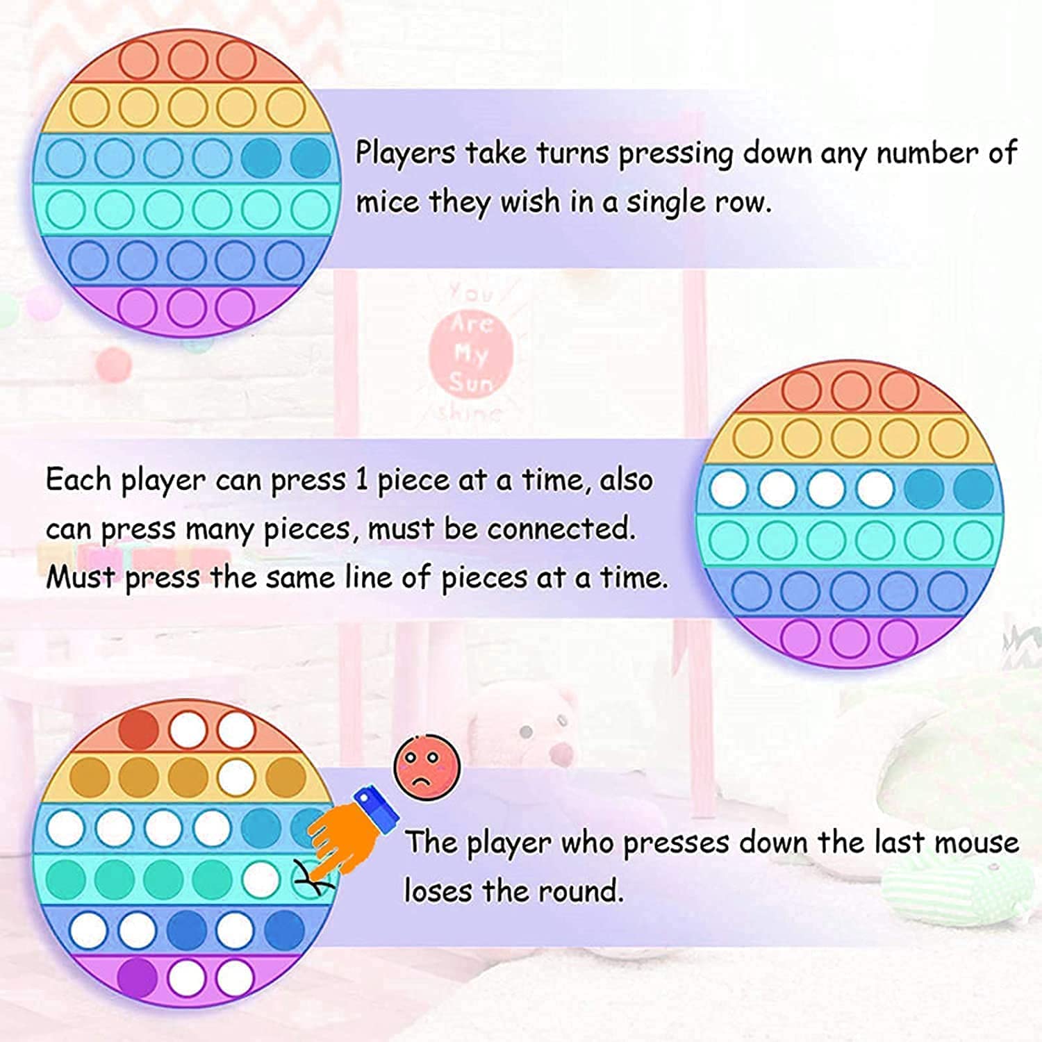 E-COSMOS Pop It Fidget Toys,Push Pop Bubble Fidget Sensory Toy,Autism Special Needs Silicone Stress Relief Toy, Fidget Toy Sensory Toy Novelty Gifts for Kids Adults (Pack of 2)