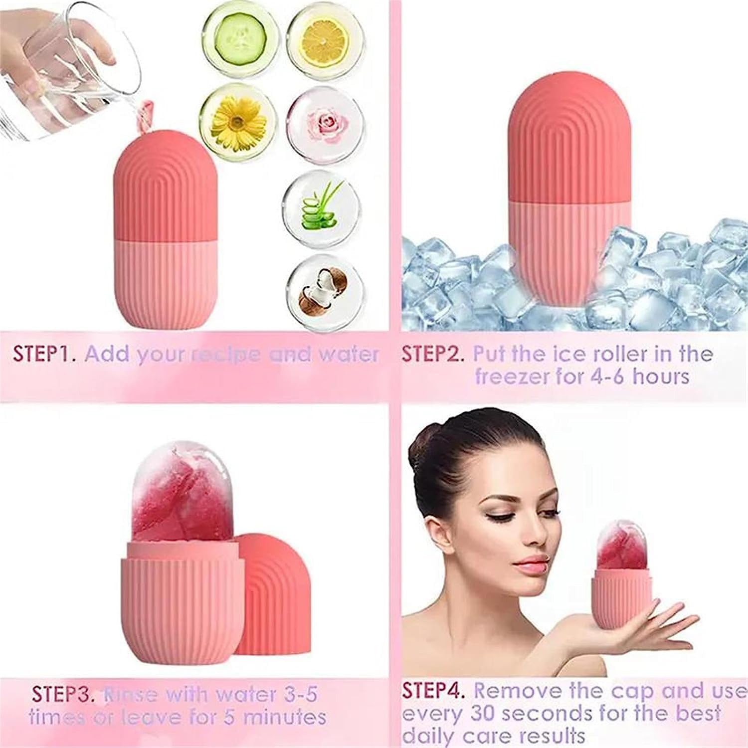 E-COSMOS Scalp Massager & Ice Roller with Soft Silicon Bristles, Facial Ice Roller Cube for Eyes, Neck Massage, Dark Circle Removal, Pore Shrinking, Hair Growth Promotion (Combo)
