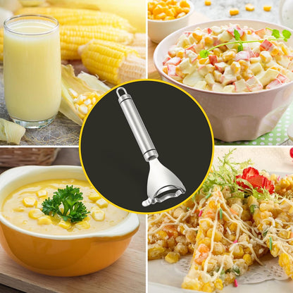 E-COSMOS Stainless Steel Corn Peeler - Cob Stripper Tool Thresher Removes Kernels in Seconds - Kitchen Gadget