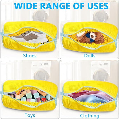 E-COSMOS Shoe Washing Machine Bag Laundry Shoes Bag for Washer and Dryer Reusable and Durable Zipper Plush Washing Machine Bags for Sneakers, Running Shoes, Sock and Toys (Pack Of 1)