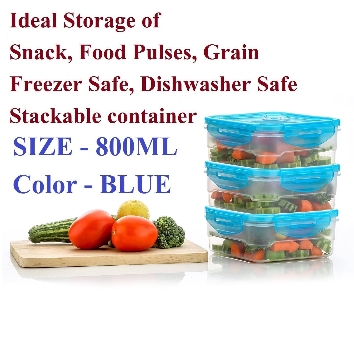 E-COSMOS Fridge Storage Boxes Pack Of 6 With Removable Drain Plate And Airtight Lid (1500ml)