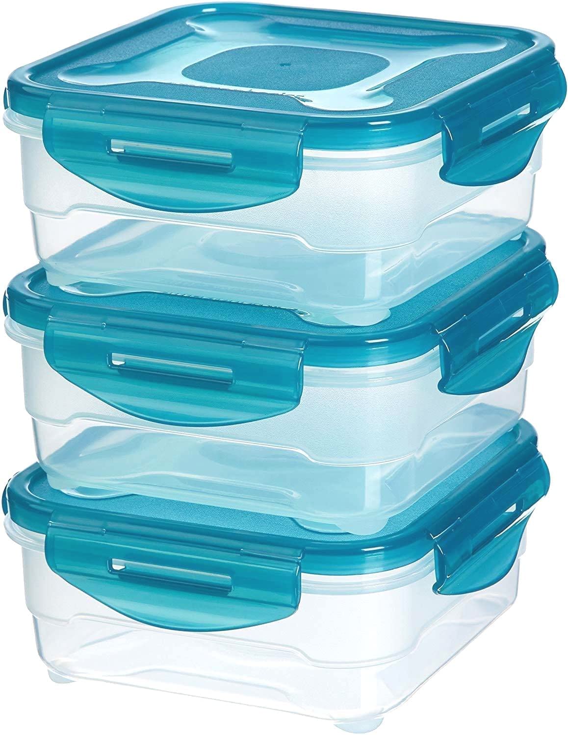 E-COSMOS Fridge Storage Boxes Pack Of 6 With Removable Drain Plate And Airtight Lid | Stackable Plastic Fridge Storage Containers Keeps Fruits, Vegetables, Meat, Fish Fresh Longer, 1500 Ml