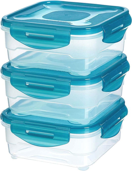 E-COSMOS Fridge Storage Boxes Pack Of 6 With Removable Drain Plate And Airtight Lid | Stackable Plastic Fridge Storage Containers Keeps Fruits, Vegetables, Meat, Fish Fresh Longer, 1500 Ml
