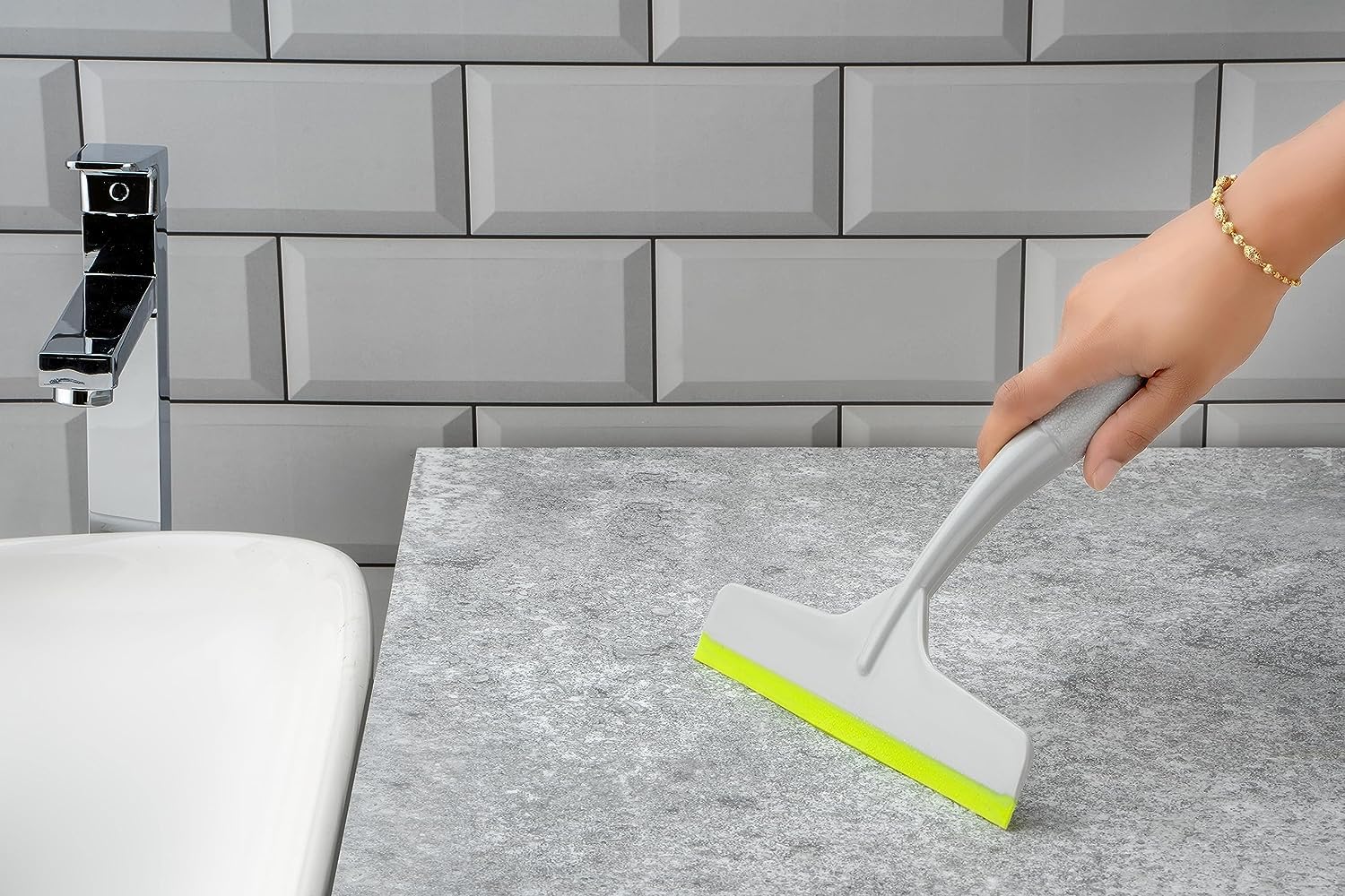 E-COSMOS Plastic Kitchen Platform and Glass Wiper (Grey)