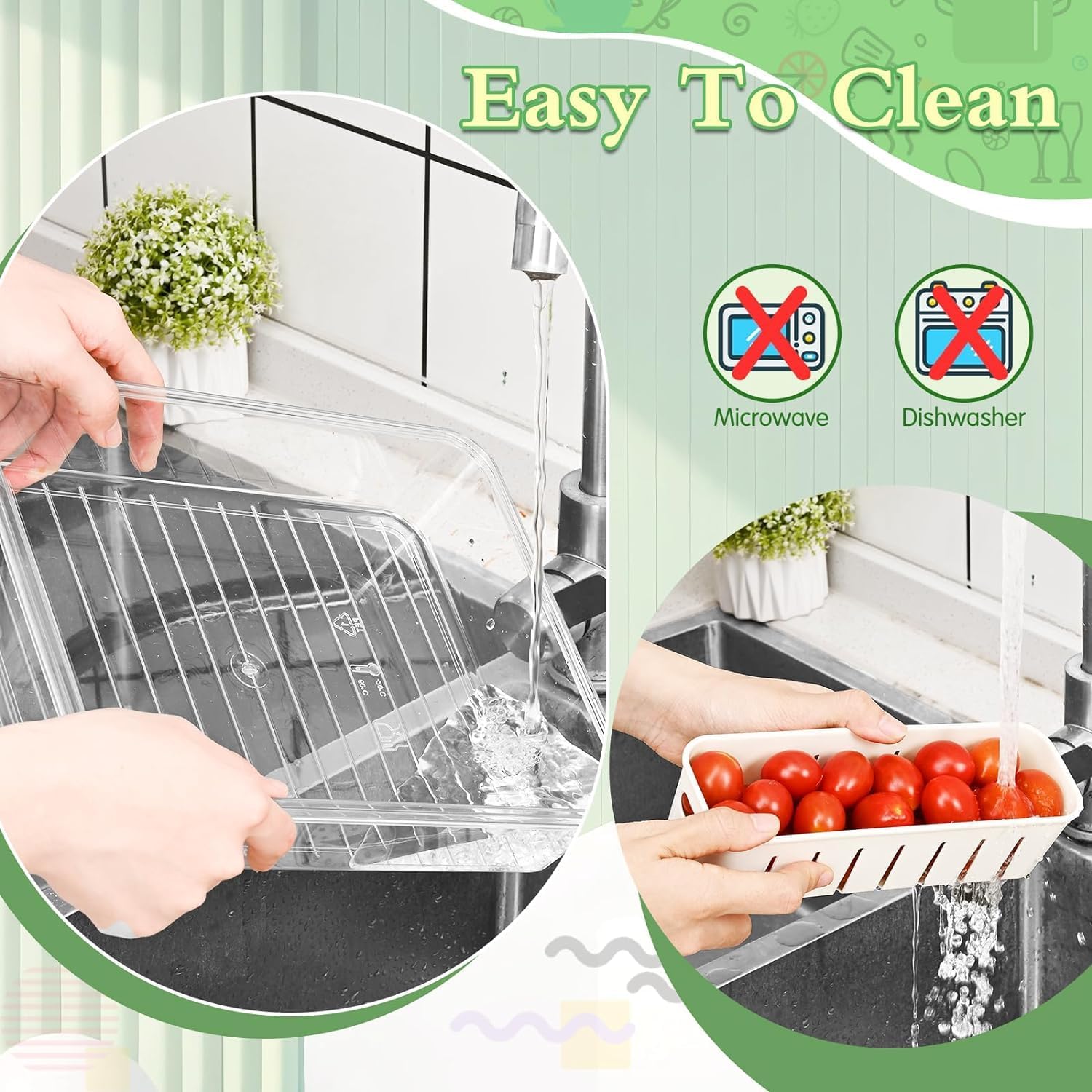 E-COSMOS Ultimate Divided Fridge Storage Solution: 4 Compartment Vegetable Tray with Handle & Lid Fridge Storage Containers,Fridge Organizer with Removable 4 Compartment (Pack Of 1)