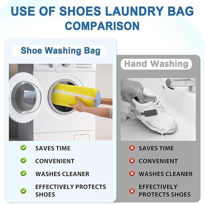 E-COSMOS Shoe Washing Machine Bag Laundry Shoes Bag for Washer and Dryer Reusable and Durable Zipper Plush Washing Machine Bags for Sneakers, Running Shoes, Sock and Toys (Pack Of 1)