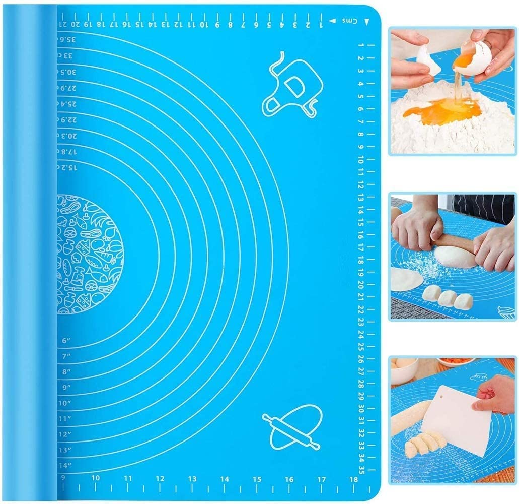 E-COSMOS Silicone Baking Mat Silicone Chapati Atta Kneading Mat Non-Stick Fondant Rolling Mat Stretchable for Kitchen Roti Chapati (Baking Mat 50 * 40 cm)(Multicolor) (DW-2)