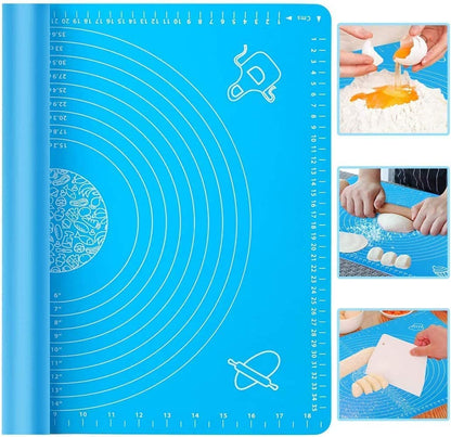 E-COSMOS Silicone Baking Mat Silicone Chapati Atta Kneading Mat Non-Stick Fondant Rolling Mat Stretchable for Kitchen Roti Chapati (Baking Mat 50 * 40 cm)(Multicolor) (DW-2)