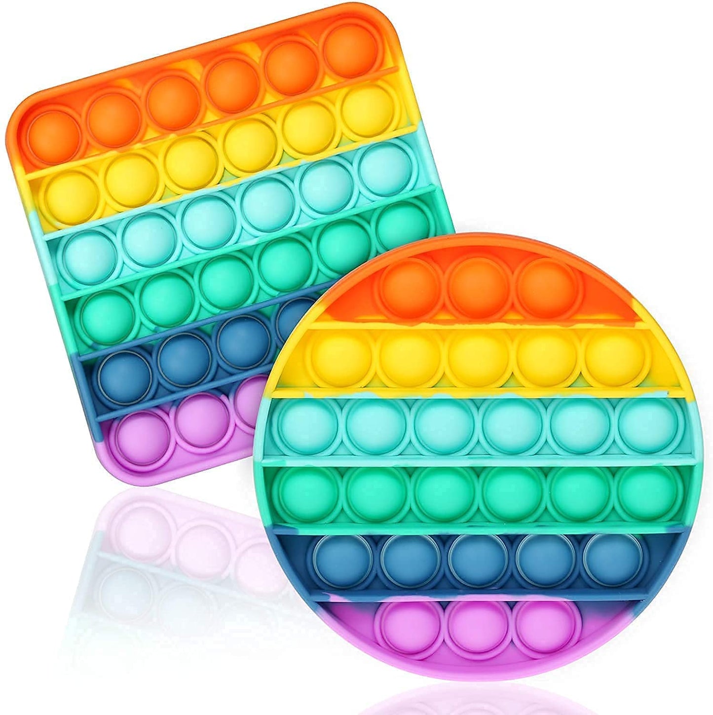 E-COSMOS Pop It Fidget Toys,Push Pop Bubble Fidget Sensory Toy,Autism Special Needs Silicone Stress Relief Toy, Fidget Toy Sensory Toy Novelty Gifts for Kids Adults (Pack of 2)