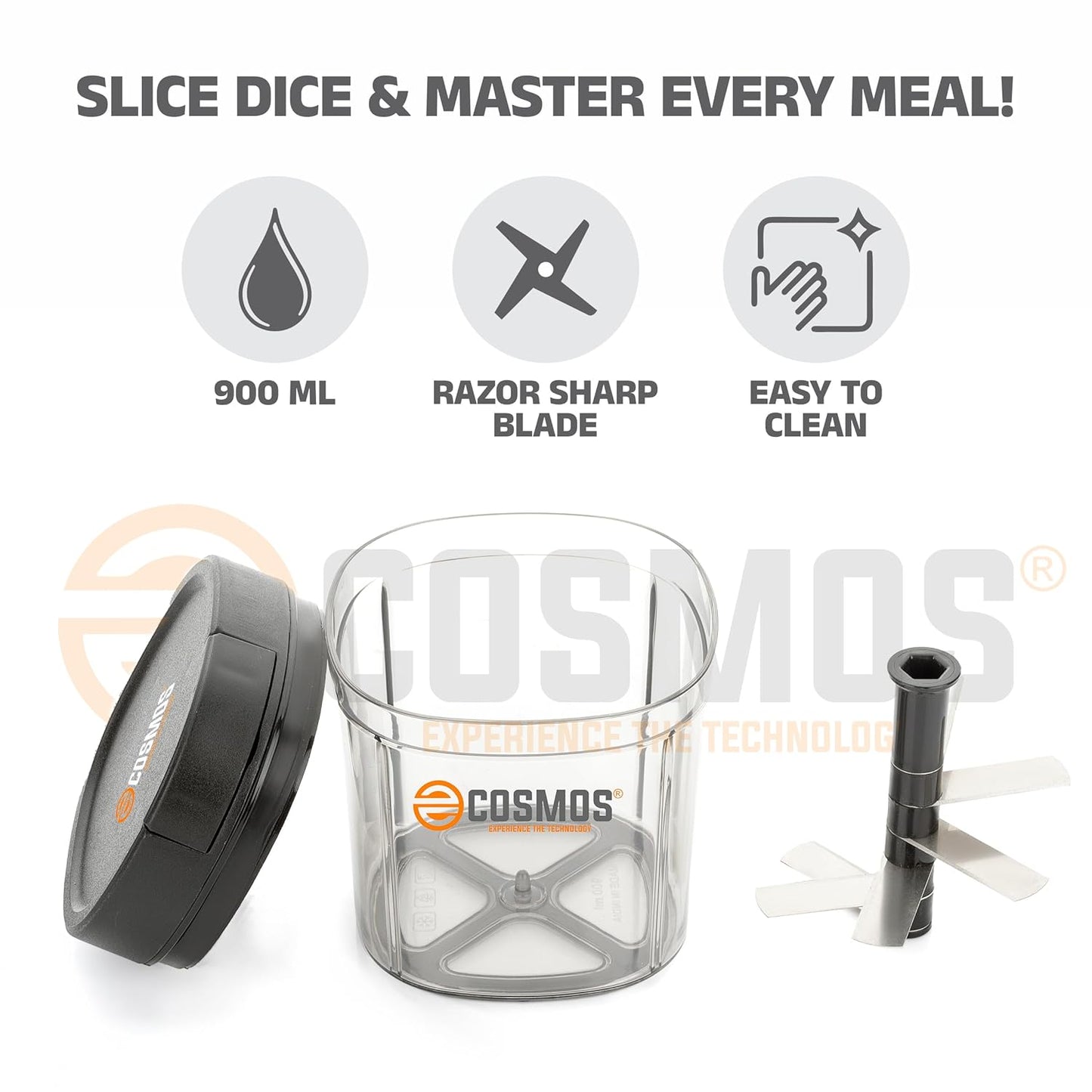 E-COSMOS Food Chopper Manual Hand-Press (Dori Chopper 900ml)