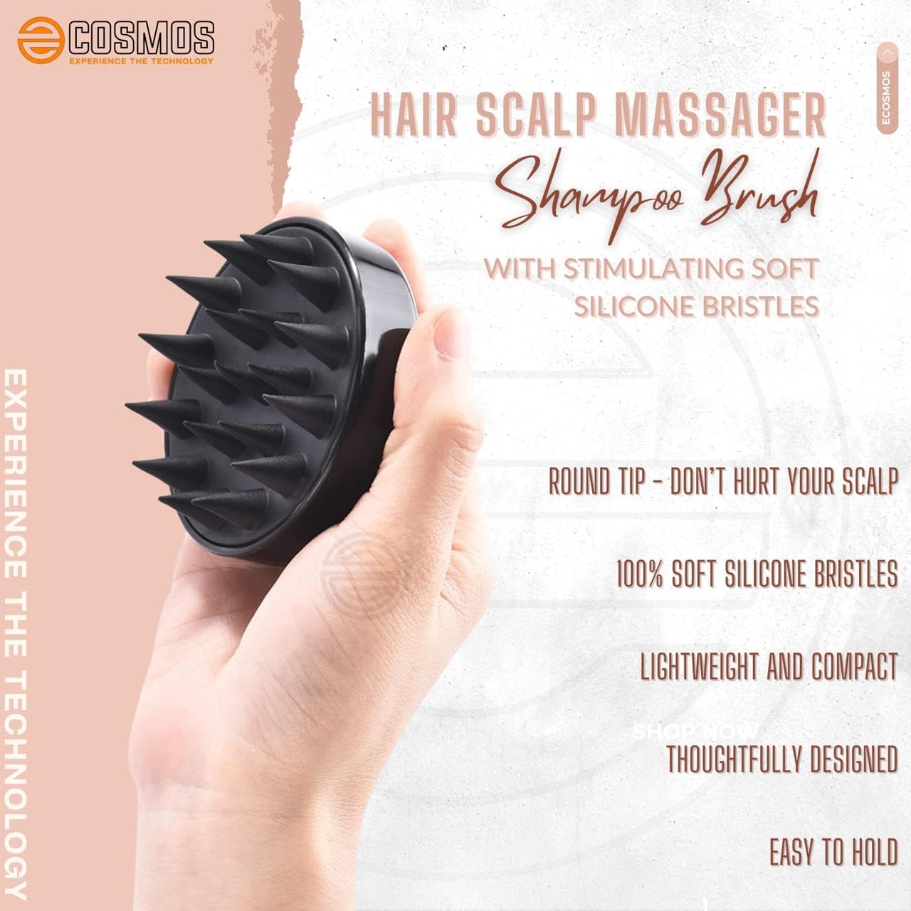 E-COSMOS Scalp Massager & Ice Roller with Soft Silicon Bristles, Facial Ice Roller Cube for Eyes, Neck Massage, Dark Circle Removal, Pore Shrinking, Hair Growth Promotion (Combo)