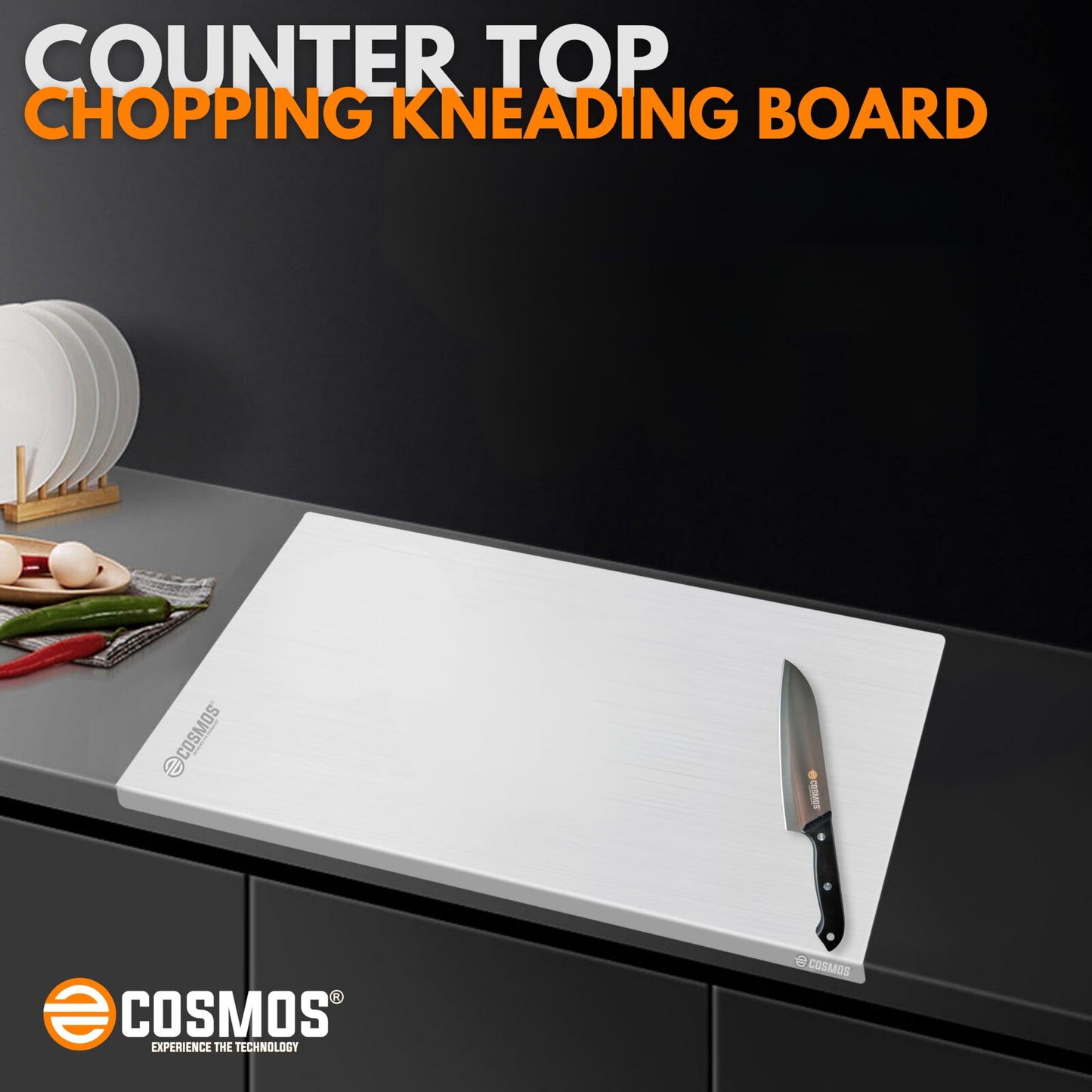 E-COSMOS Plastic Cutting/Chopping Board (Turquoise), M
