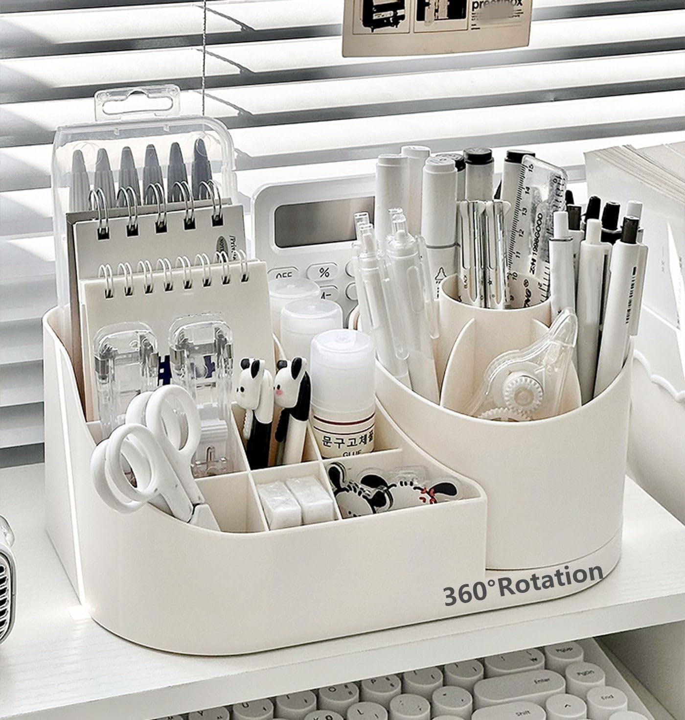 E-COSMOS 360 Degree Rotating Desk Makeup Brush Organizers and Desk Desktop Storage