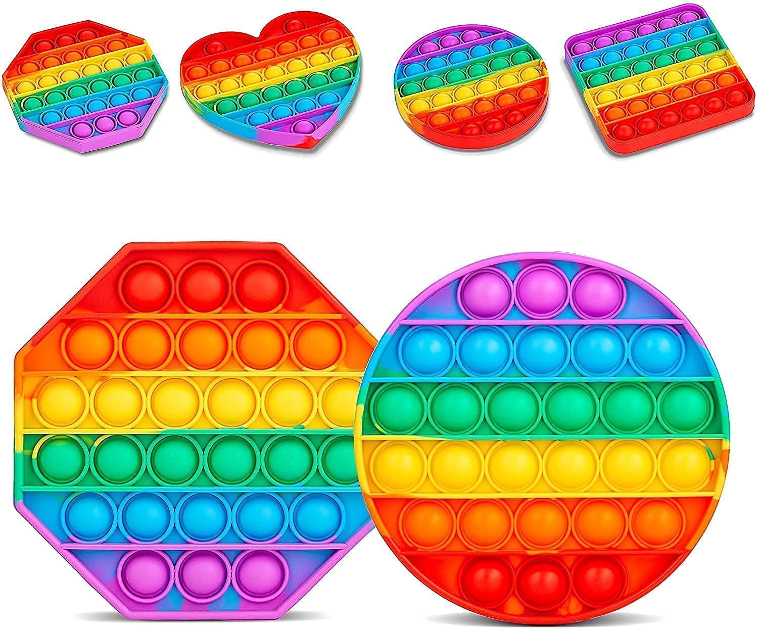 E-COSMOS Pop It Fidget Toys,Push Pop Bubble Fidget Sensory Toy,Autism Special Needs Silicone Stress Relief Toy, Fidget Toy Sensory Toy Novelty Gifts for Kids Adults (Pack of 2)