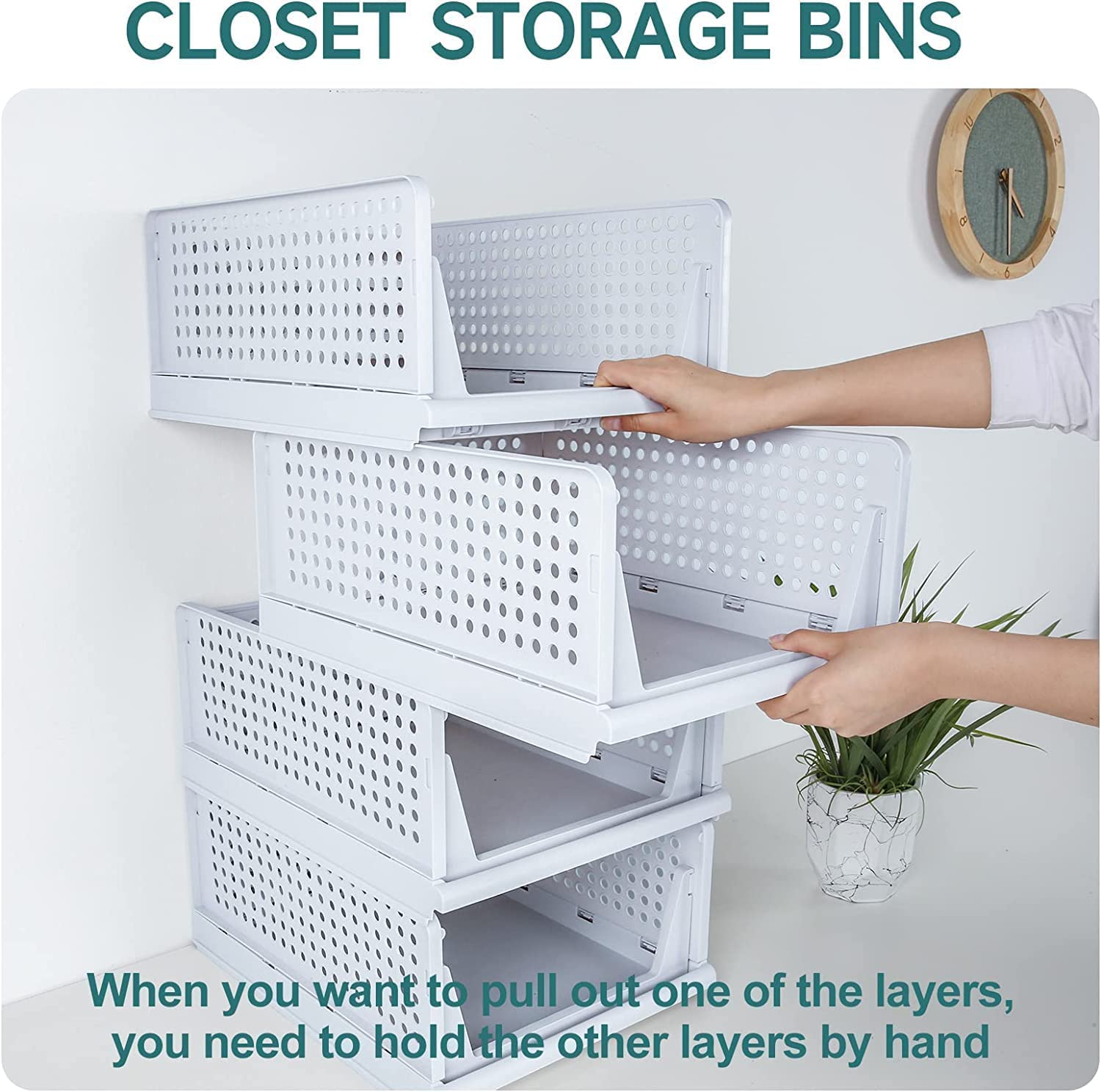 E-COSMOS Foldable & Stackable Storage Organizer | Kitchen Organizer | Wardrobe Organizer | Office Desk Organizer | Cosmetic Items Organizer | Plastic Tray Baskets (3 Large) (Pack Of 3 Pcs. (Large))