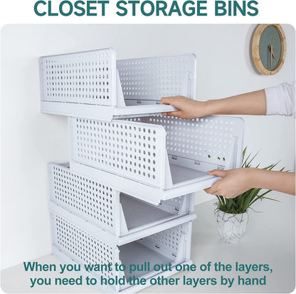 E-COSMOS Foldable & Stackable Storage Organizer | Kitchen Organizer | Wardrobe Organizer | Office Desk Organizer | Cosmetic Items Organizer | Plastic Tray Baskets (3 Large) (Pack Of 3 Pcs. (Large))