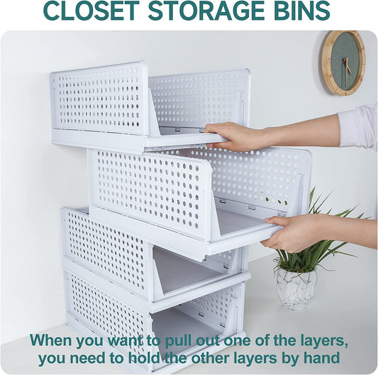 E-COSMOS Foldable & Stackable Storage Organizer | Kitchen Organizer | Wardrobe Organizer | Office Desk Organizer | Cosmetic Items Organizer | Plastic Tray Baskets (3 Large) (Pack Of 3 Pcs. (Large))