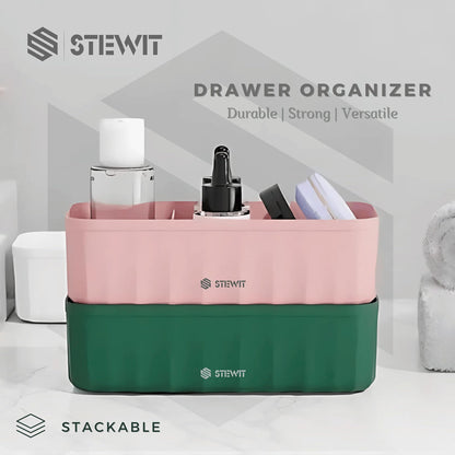 Stewit® Drawer Organizers for Undergarments, Socks, Bras, Ties, Scarves, Wardrobe Storage Box Kitchen Tools (2 Pcs, Multicolor)