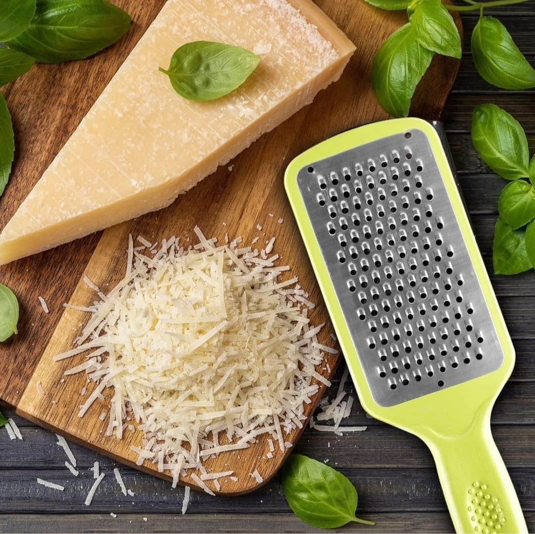 E-COSMOS Stainless Steel Cheese Grater & Lemon Zester for Kitchen- Cheese, Lemon, Ginger, Garlic, Chocolate, Vegetables & Fruits Shredder with Protective Cover, Adrak Grater, Dishwasher Safe