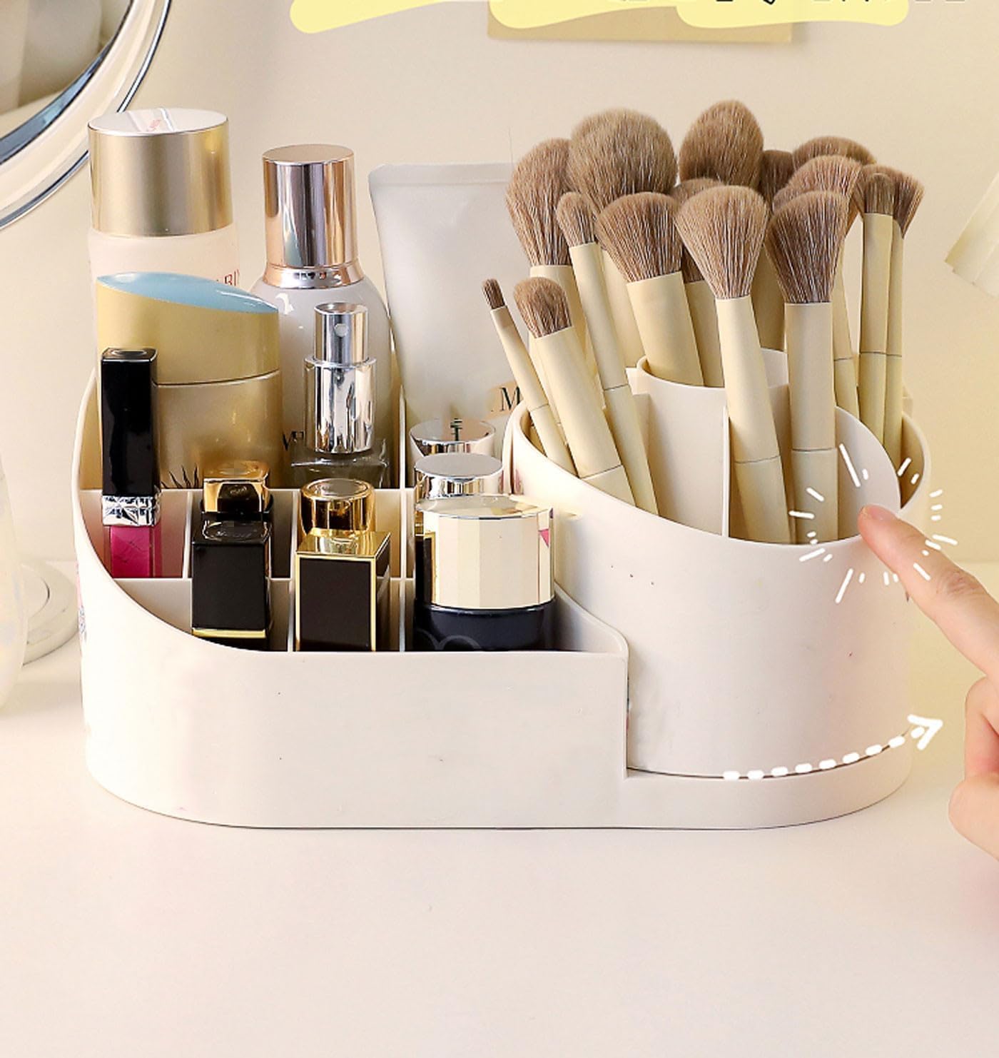 E-COSMOS 360 Degree Rotating Desk Makeup Brush Organizers and Desk Desktop Storage
