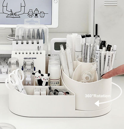 E-COSMOS 360 Degree Rotating Desk Makeup Brush Organizers and Desk Desktop Storage