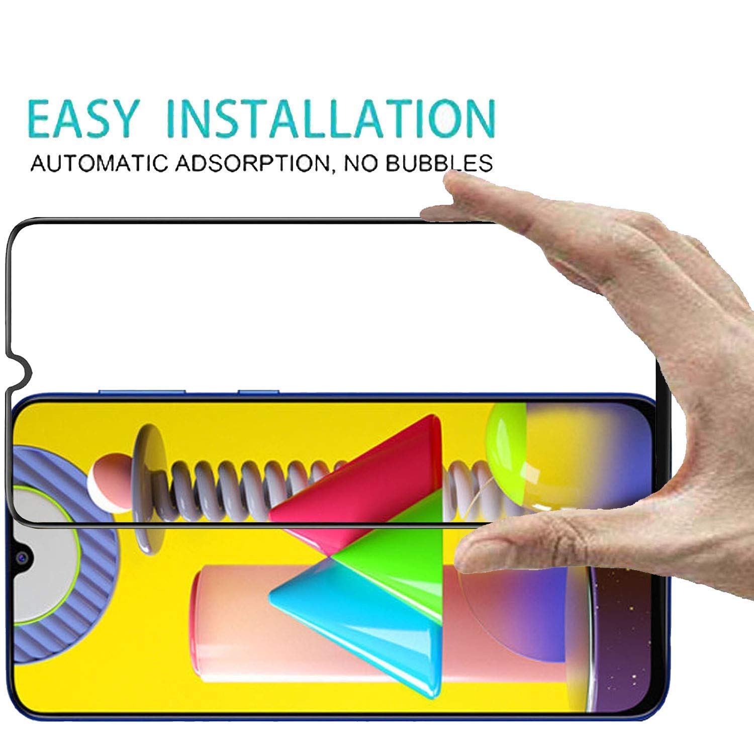 E-COSMOS 9D Full Glue Edge-to-Edge Coverage Screen Protector Tempered Glass for Samsung Galaxy M21 (Black Edition)