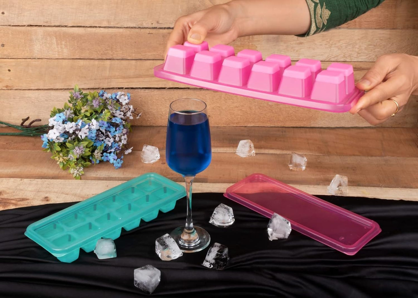 E-COSMOS Ice Cube Tray Silicone for Freezer Honeycomb 37 Cavity Ice Cube Mould Flexible Tray for Freezer, Chocolate Cake Maker, Ice Trays for Chilled Drinks, Reusable (Multi Color)
