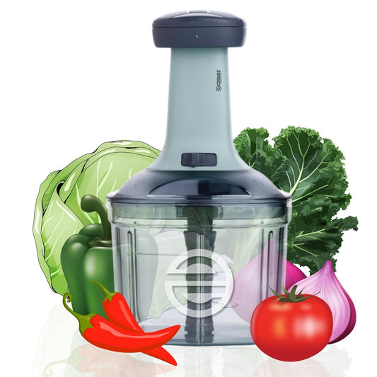 E-COSMOS Food Chopper 900ml, 4 Blade Steel Large Manual Hand-Press Vegetable Chopper Mixer Cutter to Cut Onion, Salad, Tomato, Potato (Pack of 1) 900ml