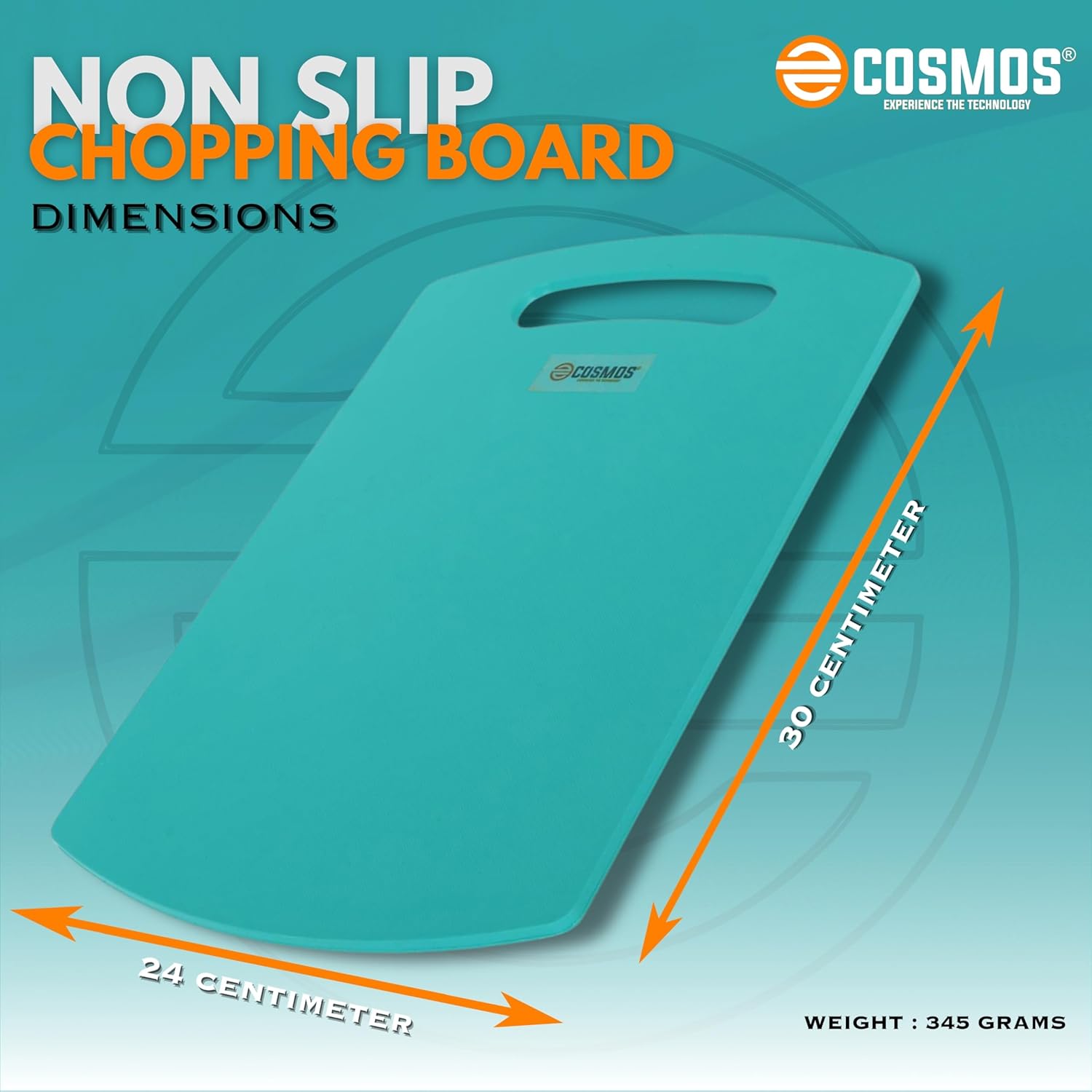 E-COSMOS Plastic Cutting/Chopping Board (Turquoise), M
