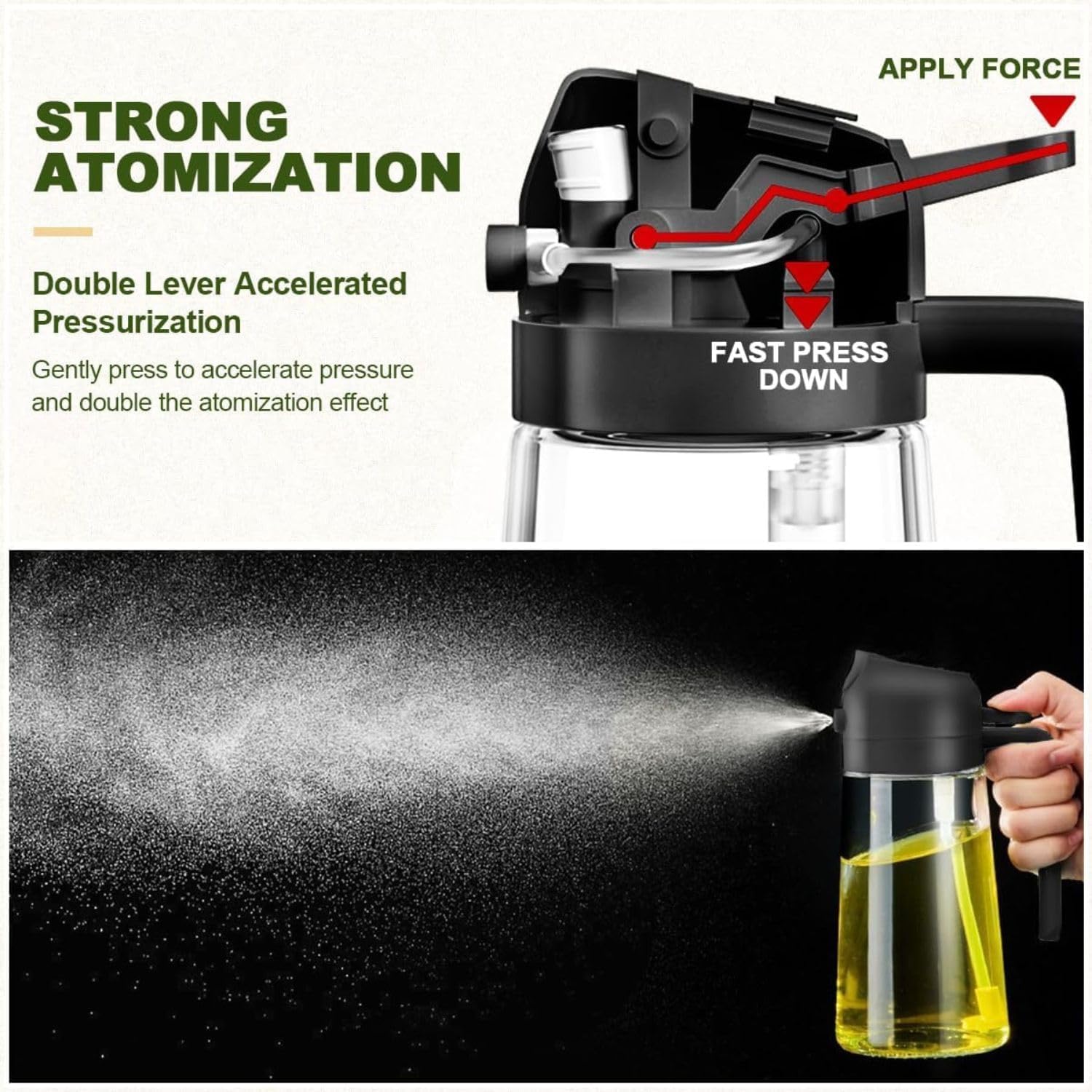 E-COSMOS Olive Oil Dispenser Bottle for Kitchen - 2 in 1 Oil Dispenser and Oil Sprayer for Cooking, Air Fryer, Salad, 500ml Olive Oil Sprayer (Multicolor)