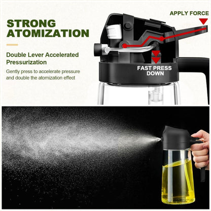 E-COSMOS Olive Oil Dispenser Bottle for Kitchen - 2 in 1 Oil Dispenser and Oil Sprayer for Cooking, Air Fryer, Salad, 500ml Olive Oil Sprayer (Multicolor)