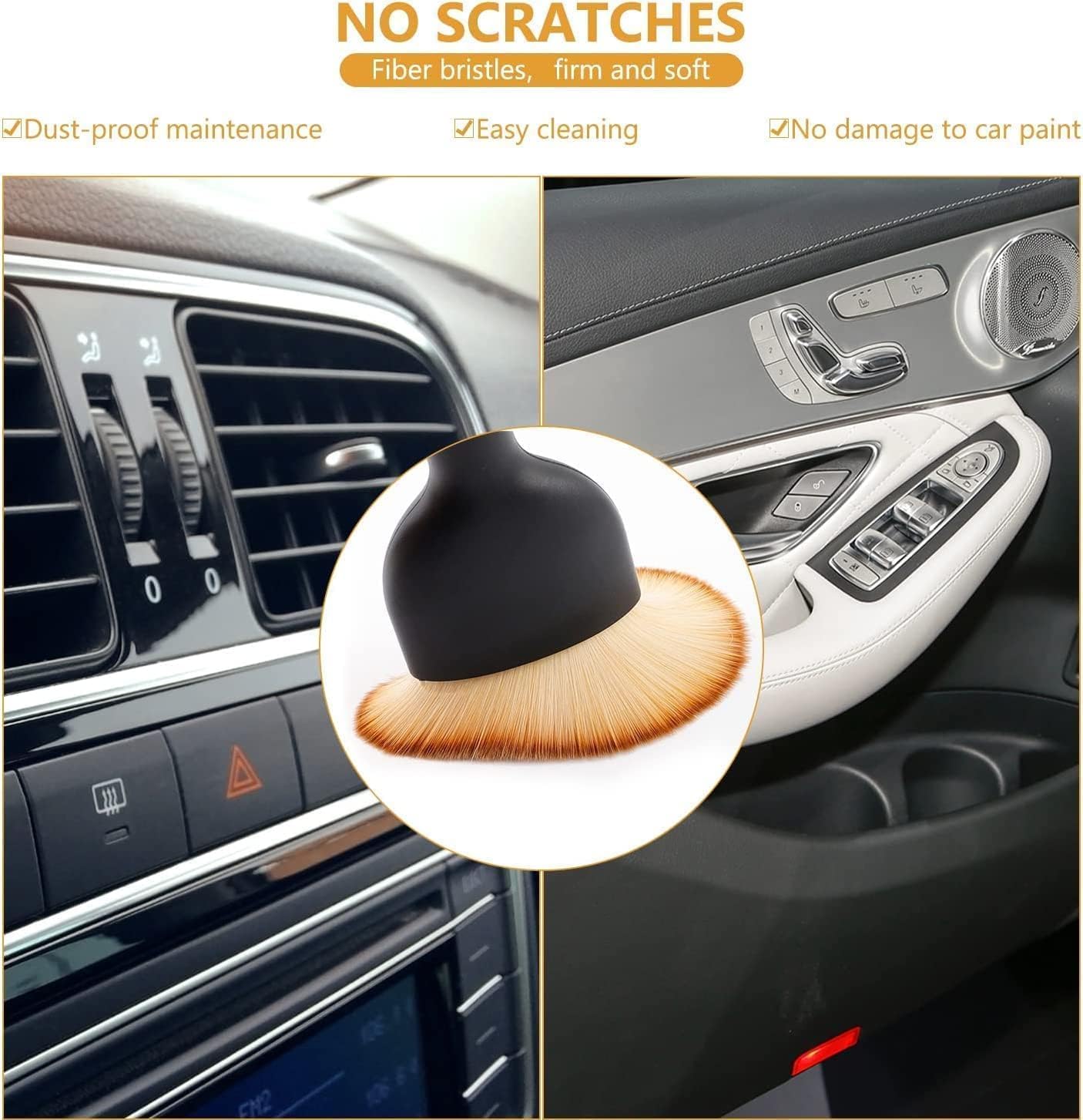 E-Cosmos Brush Mini Car Cleaning Brush with Handle and Dust Cover Car AC Vent Cleaner Dashboard Cleaner Accessories for Detailing Brush Multipurpose Gadget Cleaner Car Duster Brush (Small) (1pcs)