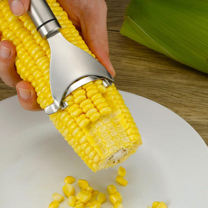 E-COSMOS Stainless Steel Corn Peeler - Cob Stripper Tool Thresher Removes Kernels in Seconds - Kitchen Gadget