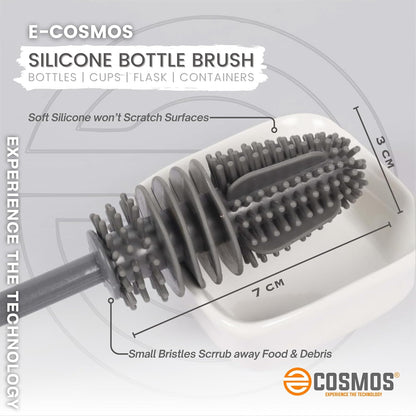 E-COSMOS Bottle Cleaning Brush Silicone Long Handle, Water Bottle, Containers, Vase and Glass, Bottle Cleaner for Kitchen Accessories Kitchen Tools Item Products Gadgets