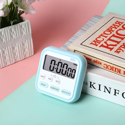 E-COSMOS Digital Kitchen Timer & Stopwatch, Countdown Large Digits, Loud Alarm, Magnetic Stand, Round, (Multi Colour)