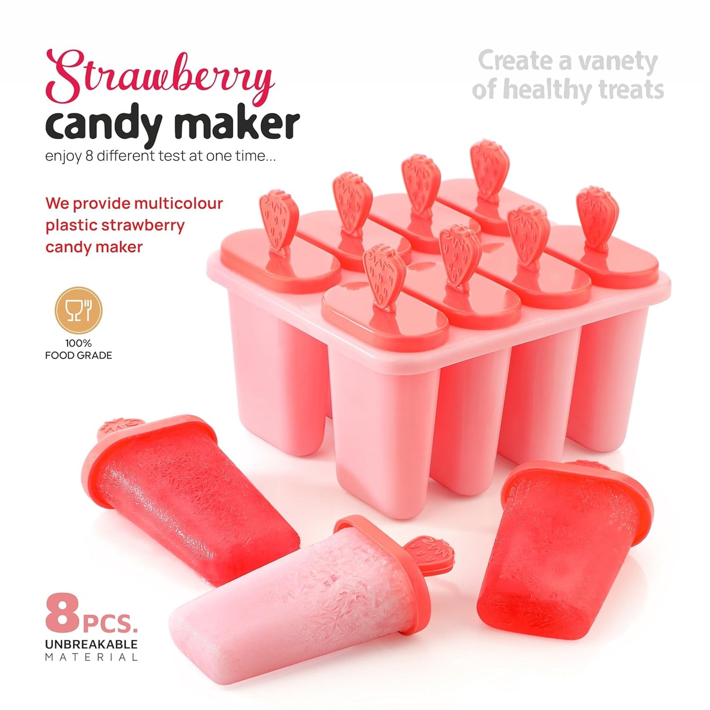 E-COSMOS Set of 6 Plastic 100% Food Grade Ice Lolly Mould - Multicolour