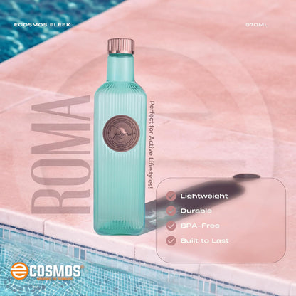 E-COSMOS 970ml Water Bottle - Reusable BPA-Free Fridge Bottle, Durable & Leak Proof for Travel & Work (Roma) (Assorted) POF 1