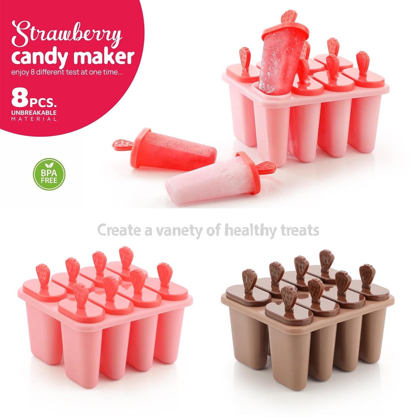 E-COSMOS Set of 6 Plastic 100% Food Grade Ice Lolly Mould - Multicolour