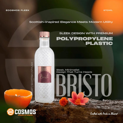 E-COSMOS 970ml Water Bottle - Reusable BPA-Free Fridge Bottle, Durable & Leak Proof for Travel & Work (Bristo) (Assorted) (POF 2)