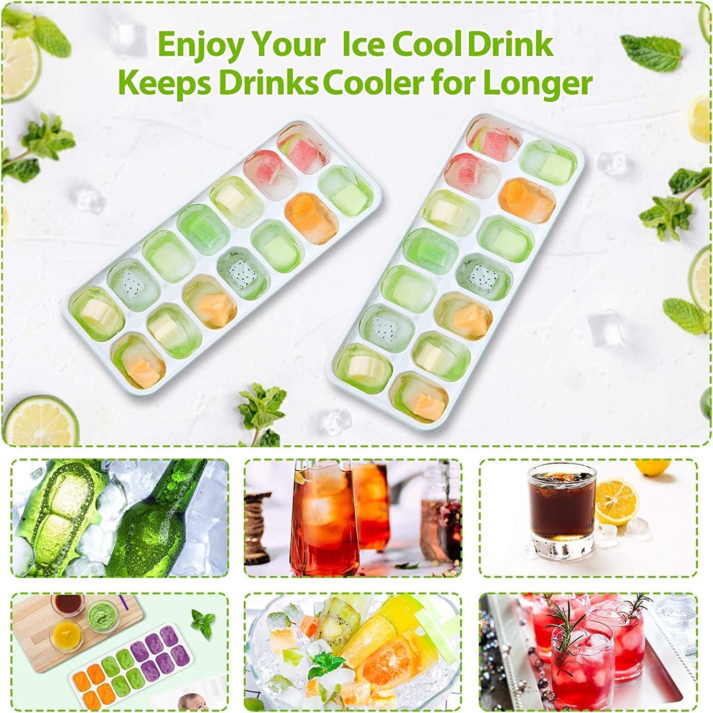 E-COSMOS Ice Cube Tray Silicone for Freezer Honeycomb 37 Cavity Ice Cube Mould Flexible Tray for Freezer, Chocolate Cake Maker, Ice Trays for Chilled Drinks, Reusable (Multi Color)