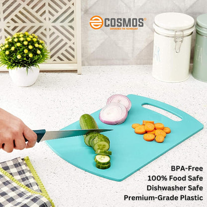 E-COSMOS Plastic Cutting/Chopping Board (Turquoise), M