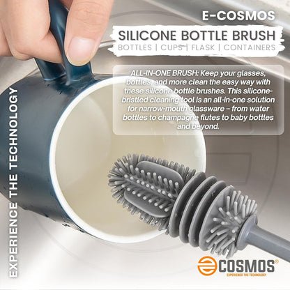 E-COSMOS Bottle Cleaning Brush Silicone Long Handle, Water Bottle, Containers, Vase and Glass, Bottle Cleaner for Kitchen Accessories Kitchen Tools Item Products Gadgets