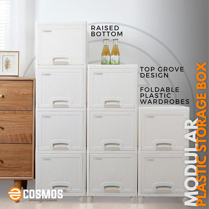 E-COSMOS Plastic Cupboard for Clothes Plastic Cabinet for Storage | White