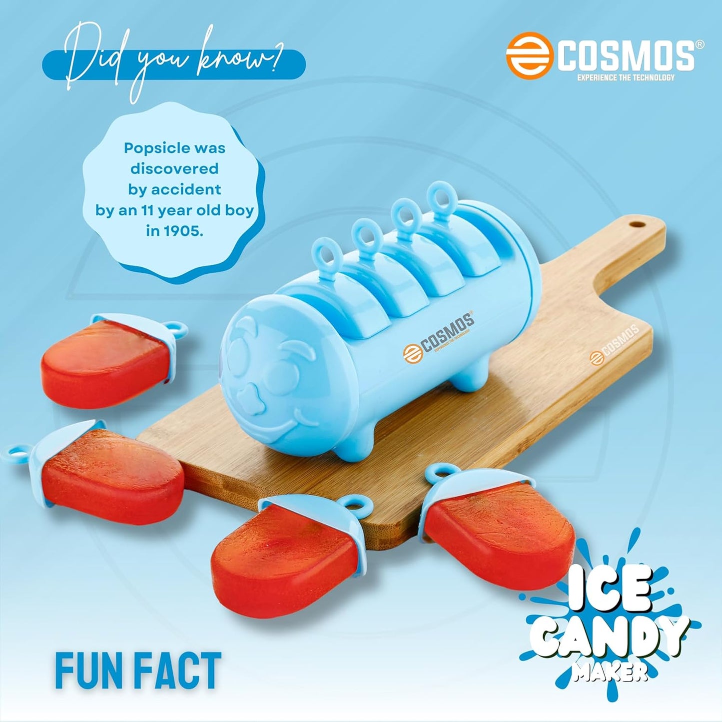 E-COSMOS Set of 6 Plastic 100% Food Grade Ice Lolly Mould - Multicolour